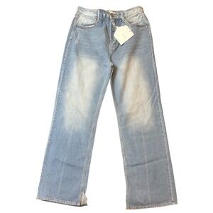 Kancan Jeans Womens 30 90s Flare Wide Leg Distressed Hem Light Wash High Waist